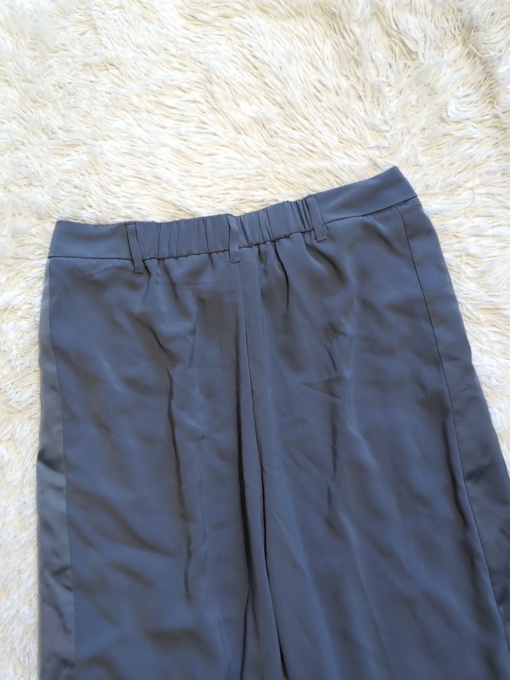 NWT A New Day Blue-Grey Wide Leg Satin Tuxedo Stripe High Rise Pants Size 8 - Picture 6 of 11